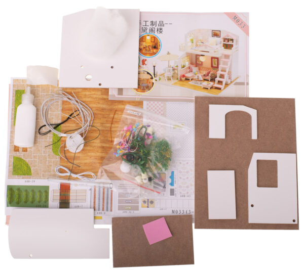 Domek dla lalek pietrowy drewniany model do zlozenia LED