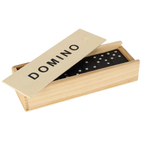 Domino drewniane klocki gra rodzinna pudelko