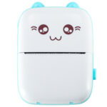 Drukarka mini termiczna do zdjec etykiet kabel USB kot niebieski