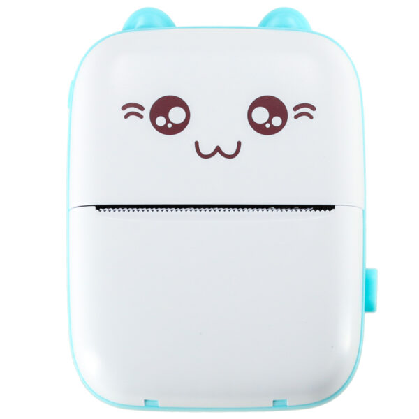 Drukarka mini termiczna do zdjec etykiet kabel USB kot niebieski Drukarka mini termiczna do zdjec etykiet kabel USB kot niebieski