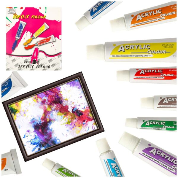 Farby akrylowe w tubkach tubce duzy zestaw 12 ml x 24 kolory