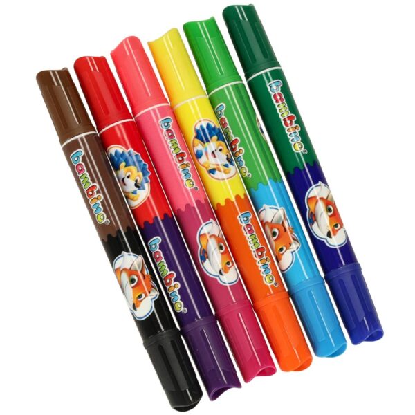 Flamastry mazaki dwustronne grube Bambino 12 kolorow