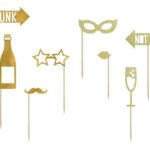 Gadzety rekwizyty do zdjec Let s Celebrate zloty fotobudka 8 elementow