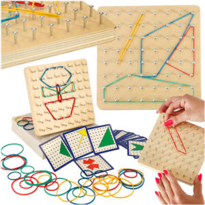 Geoboard geoplan drewniana ukladanka tworzenie ksztaltow z gumek