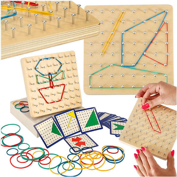 Geoboard geoplan drewniana ukladanka tworzenie ksztaltow z gumek Geoboard geoplan drewniana ukladanka tworzenie ksztaltow z gumek