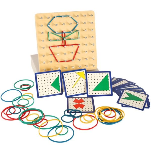 Geoboard geoplan drewniana ukladanka tworzenie ksztaltow z gumek