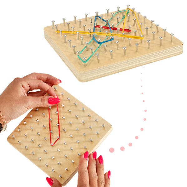 Geoboard geoplan drewniana ukladanka tworzenie ksztaltow z gumek