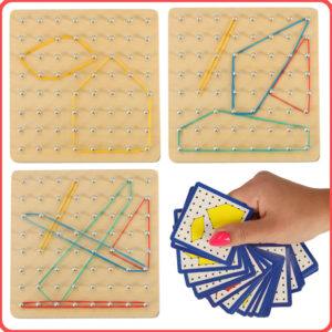 Geoboard geoplan drewniana ukladanka tworzenie ksztaltow z gumek