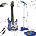 Gitara elektryczna rockowa z glosnikiem mikrofonem dla dzieci niebieska