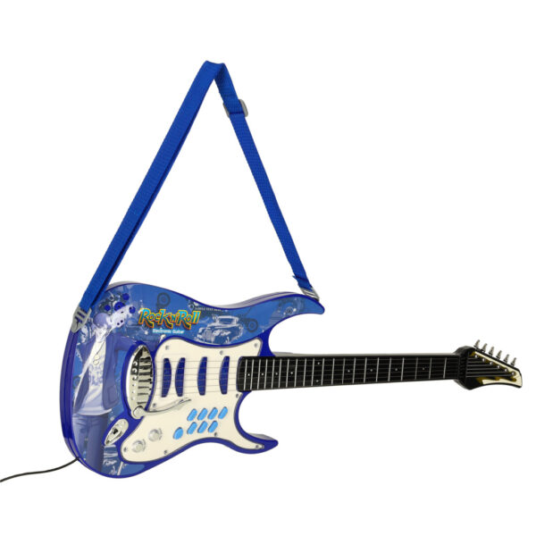 Gitara elektryczna rockowa z glosnikiem mikrofonem dla dzieci niebieska