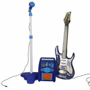 Gitara elektryczna rockowa z glosnikiem mikrofonem dla dzieci niebieska