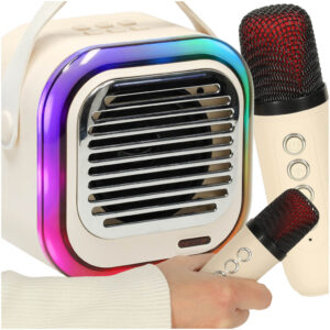 Glosnik do karaoke USB Bluetooth kremowy