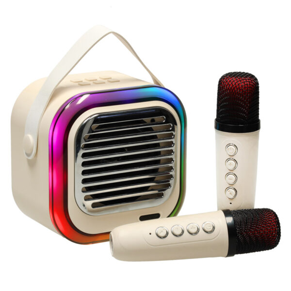 Glosnik do karaoke USB Bluetooth kremowy