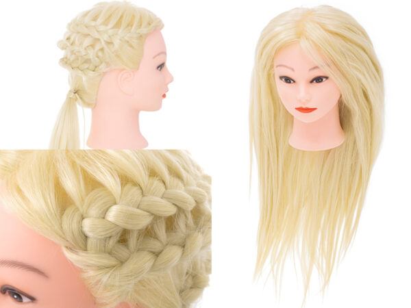 Glowa fryzjerska treningowa naturalne wlosy blond