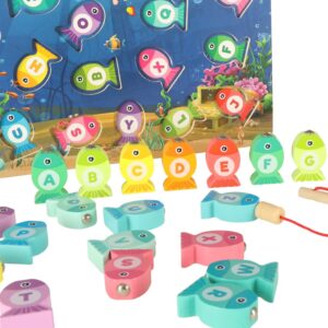 Gra drewniana rybki lowienie rybek na magnes montessori