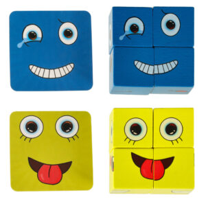 Gra edukacyjne wyzwania nauka emocji klocki drewniane