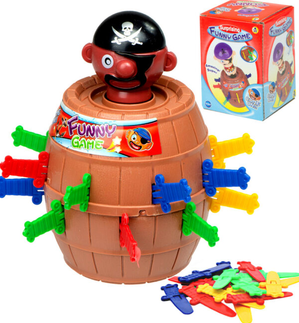 Gra zrecznosciowa Szalony Pirat w beczce Ukuj pirata 9 x 9 x 12 5 cm