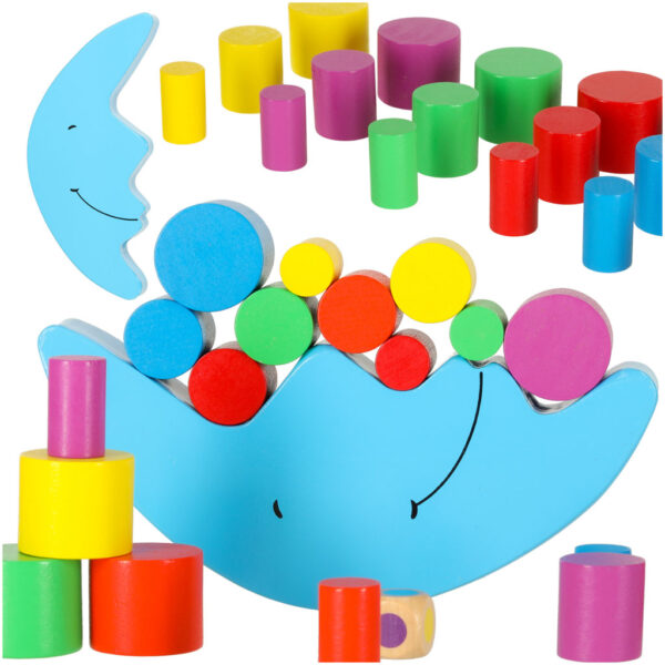 Gra zrecznosciowa montessori ukladanka balansujaca klocki drewniane ksiezyc Gra zrecznosciowa montessori ukladanka balansujaca klocki drewniane ksiezyc