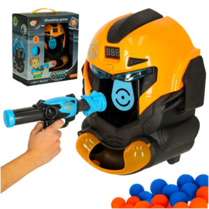 Gra zrecznosciowa robot kask strzelanie do celu pistolet kulki celownik