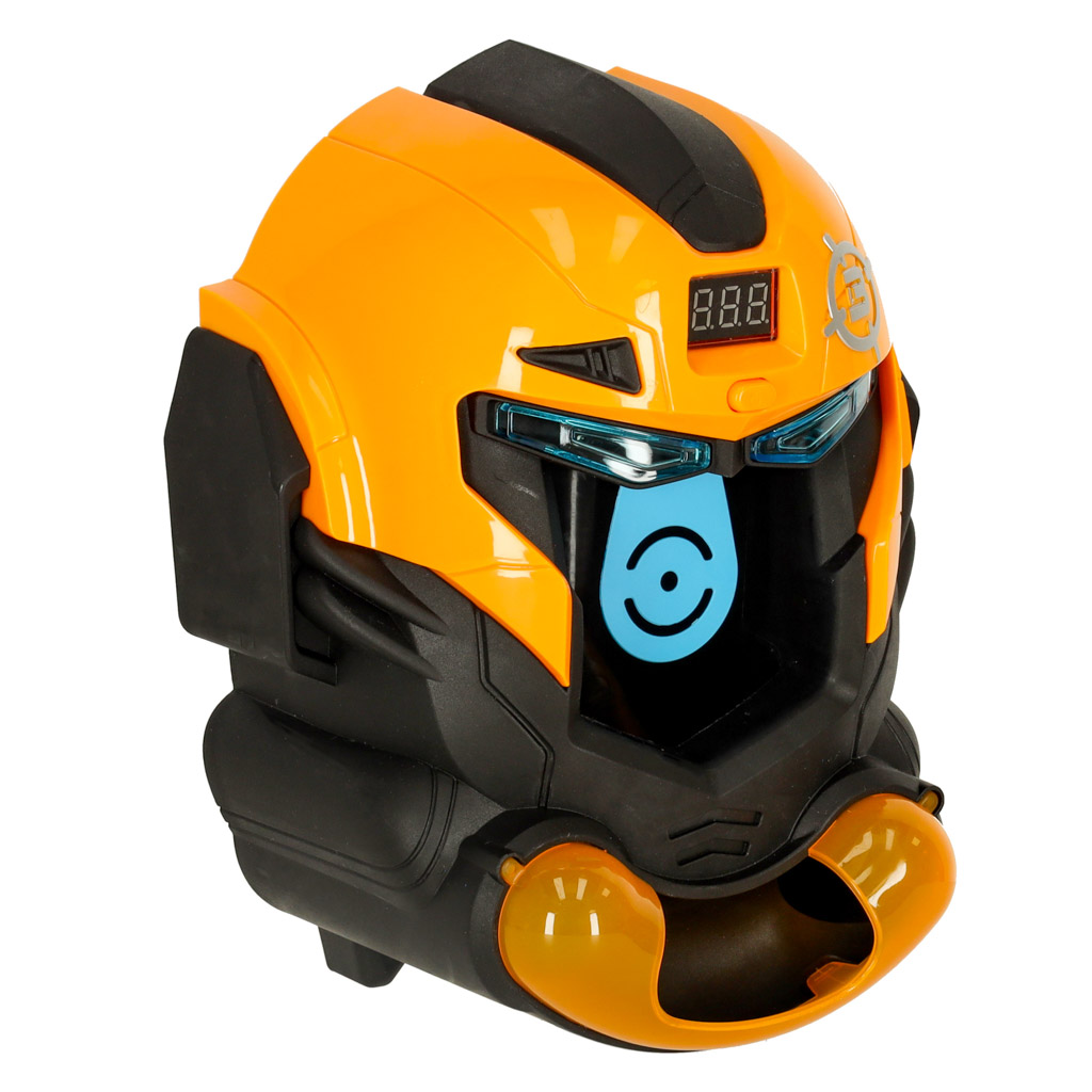 Gra zrecznosciowa robot kask strzelanie do celu pistolet kulki celownik