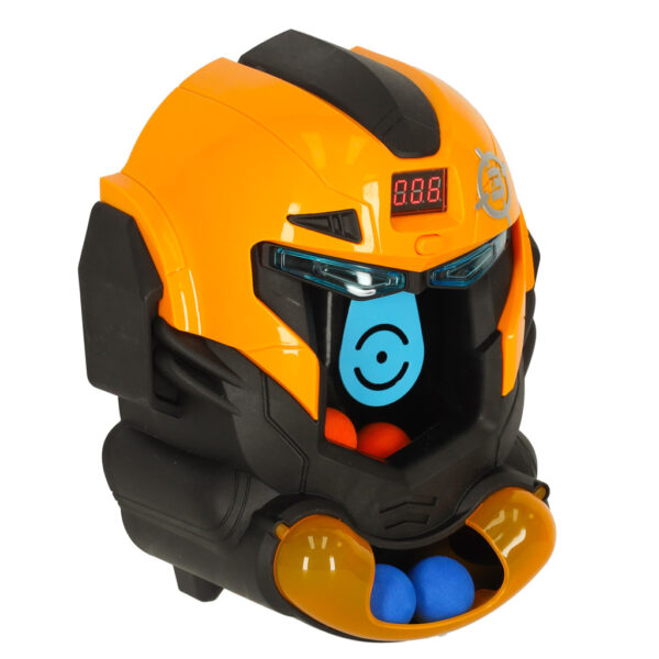 Gra zrecznosciowa robot kask strzelanie do celu pistolet kulki celownik