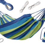 Hamak dwuosobowy 200x150 wzmocniony niebieski zestaw montazowy