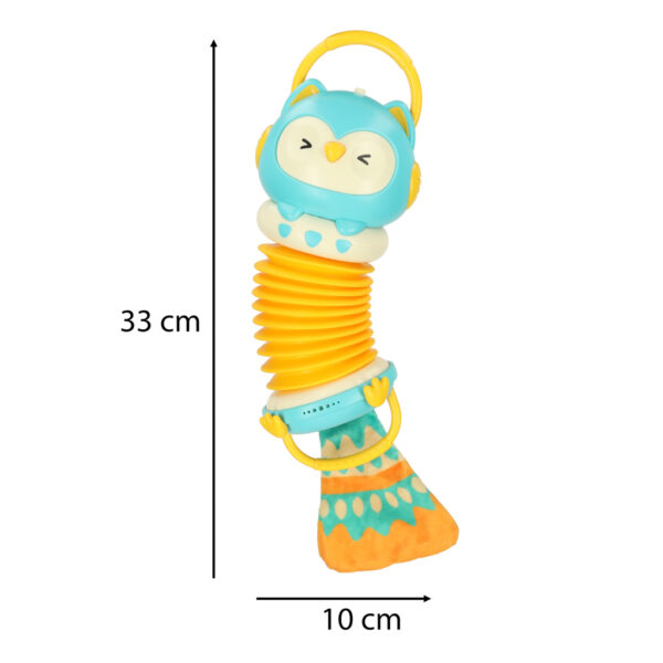 Harmonia akordeon dla dzieci sowa pomaranczowa grajaca LED 30cm