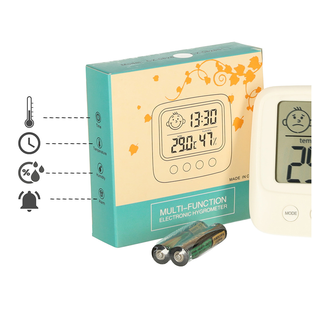 Higrometr zegar termometr pokojowy wilgotnosciomierz LCD