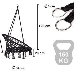 Hustawka fotel bocianie gniazdo z oparciem czarna 80cm 120kg