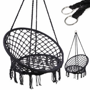 Hustawka fotel bocianie gniazdo z oparciem czarna 80cm