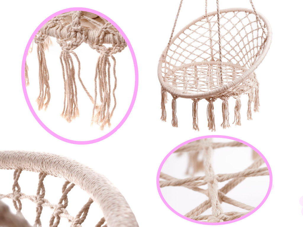 Hustawka fotel bocianie gniazdo z oparciem ecru 80cm 150kg