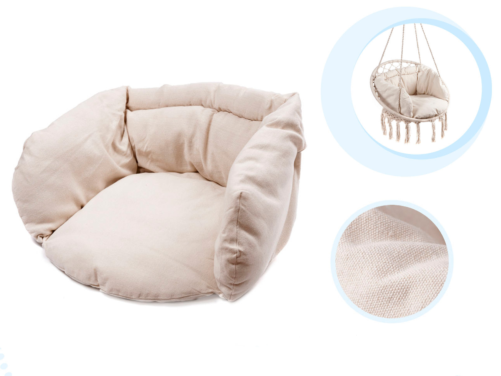 Hustawka fotel bocianie gniazdo z oparciem ecru 80cm poduszki 150kg