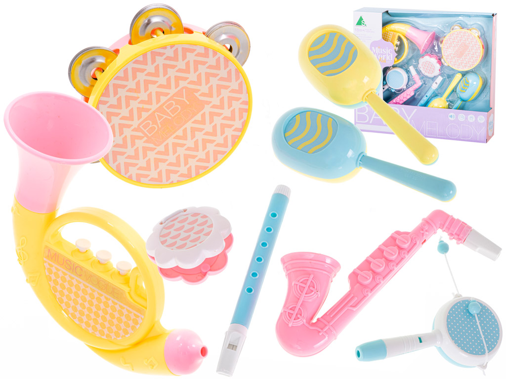 Instrumenty muzyczne trabka tamburyn flet