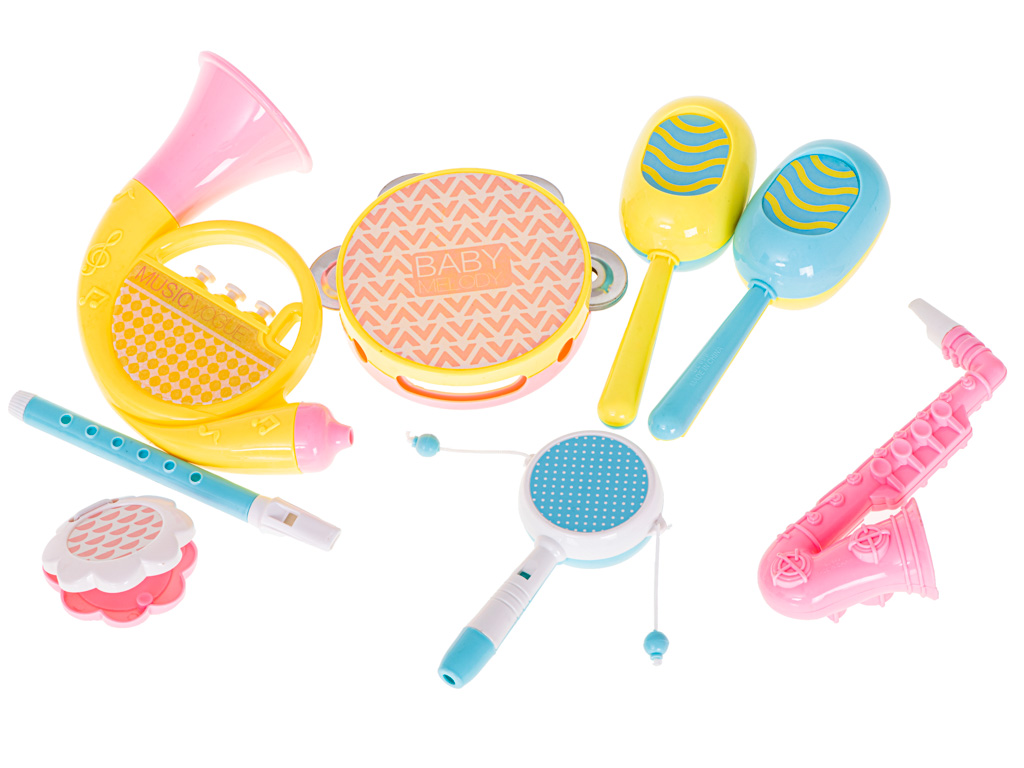 Instrumenty muzyczne trabka tamburyn flet