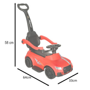Ride Pusher 3in1 auto se zvukovým světlem červenou