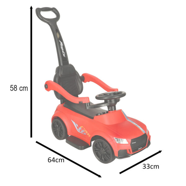 Ride Pusher 3in1 auto se zvukovým světlem červenou