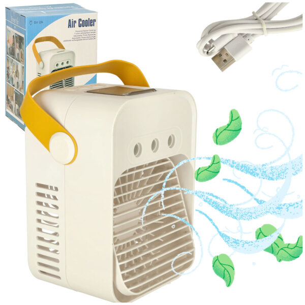 Klimatyzator klimator przenosny wentylator biurkowy nawilzacz USB bialy