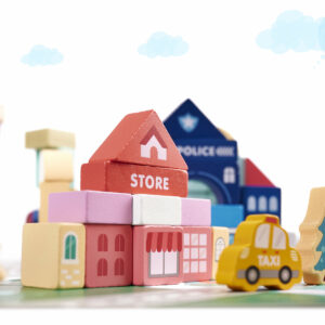 KX6199 Klocki drewniane edukacyjne miasto puzzle 100el