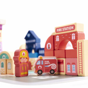 KX6199 Klocki drewniane edukacyjne miasto puzzle 100el