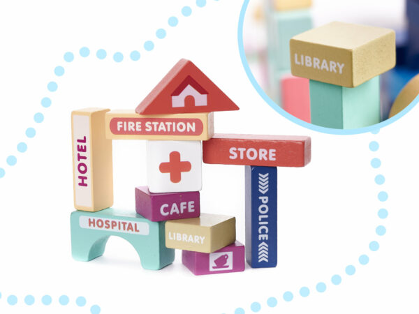 KX6199 Klocki drewniane edukacyjne miasto puzzle 100el