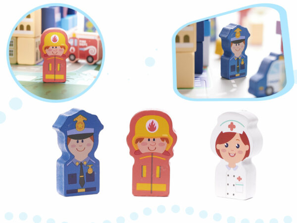 KX6199 Klocki drewniane edukacyjne miasto puzzle 100el
