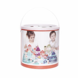KX6199 Klocki drewniane edukacyjne miasto puzzle 100el