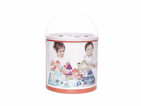 KX6199 Klocki drewniane edukacyjne miasto puzzle 100el