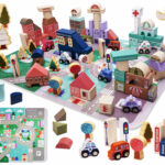 KX6196 Klocki drewniane edukacyjne miasto puzzle 115el