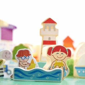 KX6198 Klocki drewniane edukacyjne miasto puzzle 120el