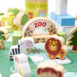 KX6198 Klocki drewniane edukacyjne miasto puzzle 120el