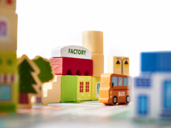 KX6198 Klocki drewniane edukacyjne miasto puzzle 120el