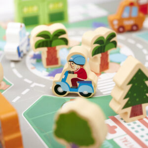 KX6198 Klocki drewniane edukacyjne miasto puzzle 120el