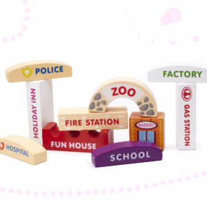 KX6198 Klocki drewniane edukacyjne miasto puzzle 120el