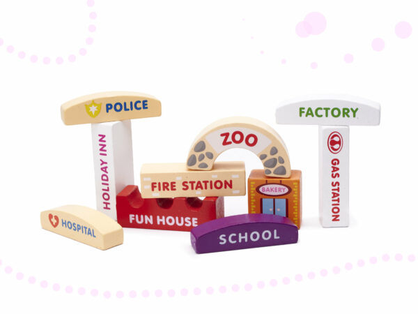 KX6198 Klocki drewniane edukacyjne miasto puzzle 120el